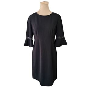LAUREN Ralph Lauren Black Eyelet Bell Sleeve Dress Sz 6